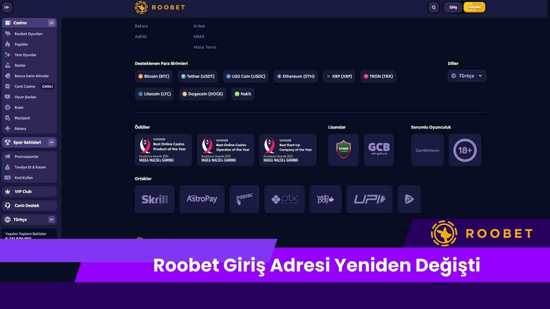 Roobet Giriş Adresi Yeniden Değişti