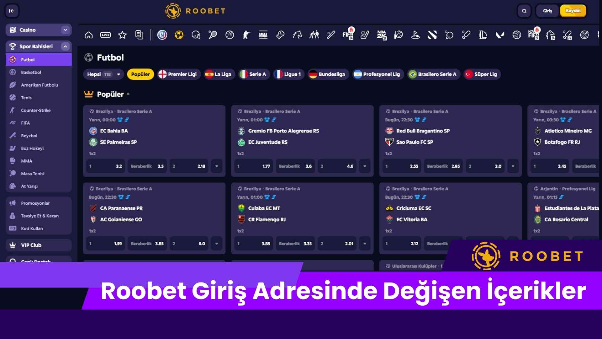 Roobet Giriş Adresinde Değişen içerikler