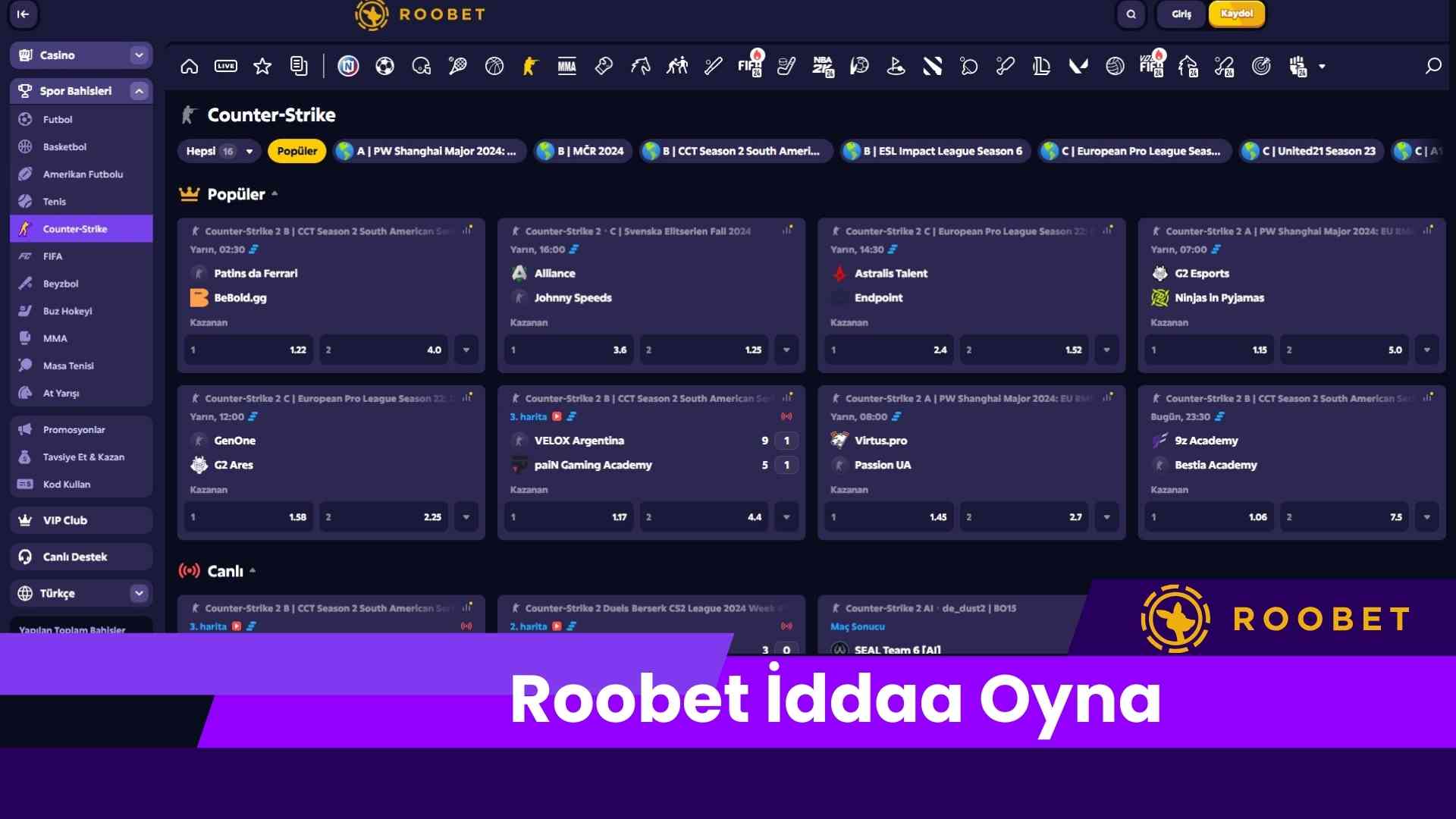 Roobet iddaa Oyna