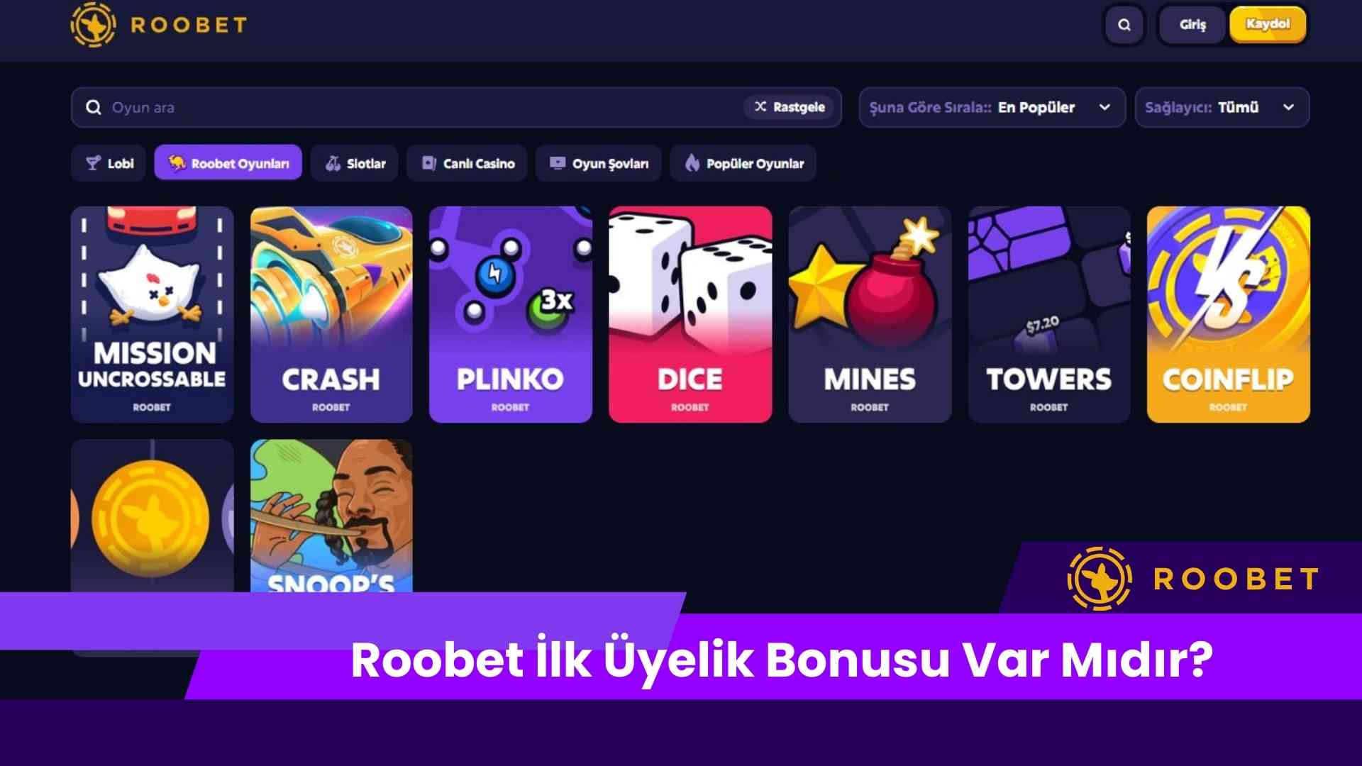 Roobet ilk Üyelik Bonusu Var Mıdır