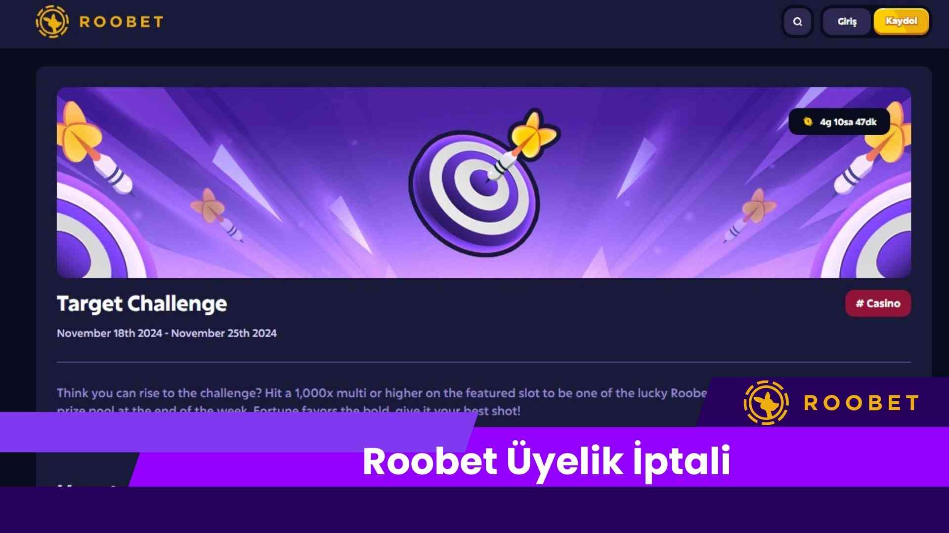 Roobet Üyelik iptali